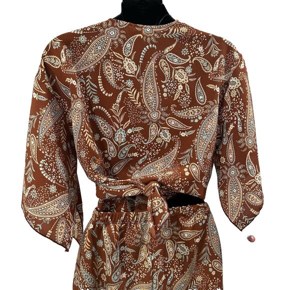 Y2K Two Piece Set Brown Palisades Paisley High Rise Pants + Top Windsor Boho 2pc - Picture 6 of 15
